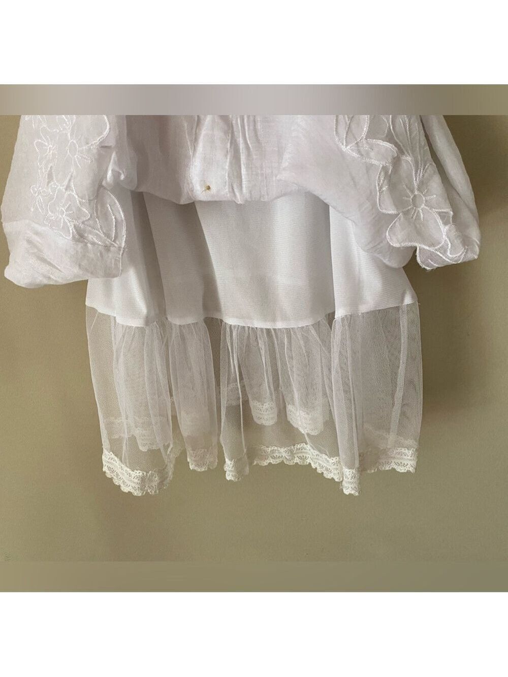 Alfani White Peasant Top with Lace Detail M - Picture 4 of 5